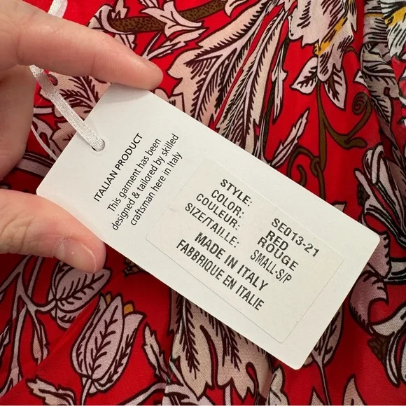 Le Ragazze Women’s Small Red Floral Italian Luxe Maxi A Line Summer Dress - Picture 7 of 7